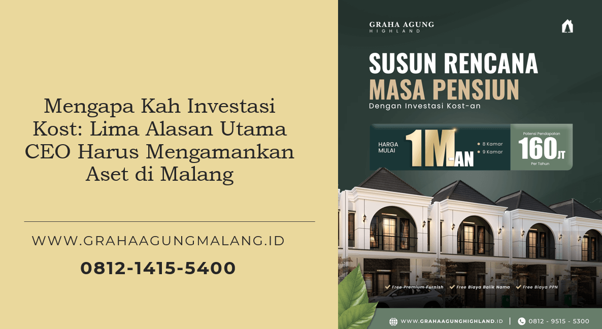 Mengapa Kah Investasi Kost: Lima Alasan Utama CEO Harus Mengamankan Aset di Malang
