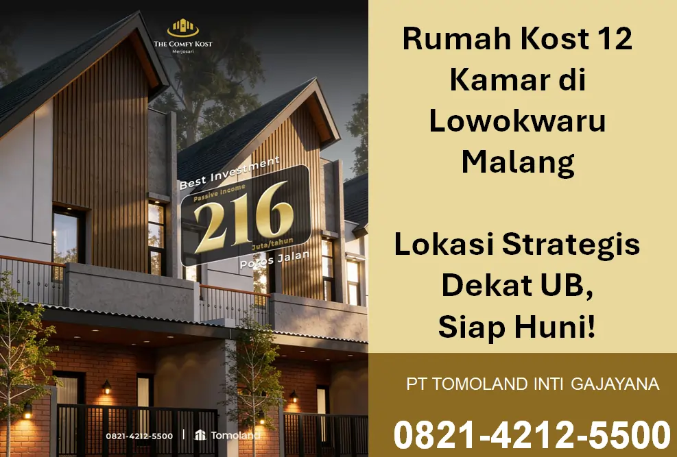 Rumah Kost 12 Kamar di Lowokwaru Malang: Lokasi Strategis Dekat UB, Siap Huni!