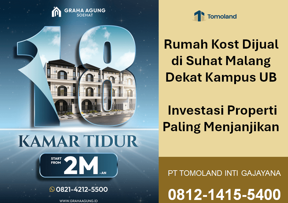 Jual Rumah Kost di Suhat Malang Dekat UB: Lokasi Emas, Potensi 456 Juta Pertahun