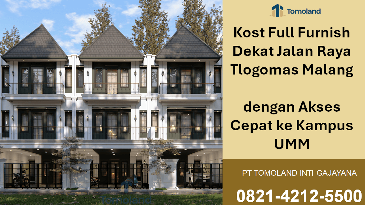 Kost Full Furnish Dekat Jalan Raya Tlogomas Malang dengan Akses Cepat ke Kampus UMM : Apartkost by Tomoland