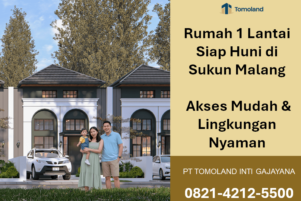 Jual Rumah Satu Lantai Siap Huni di Sukun Malang: Solusi Praktis Keluarga Muda | Grand Avenue Tomoland