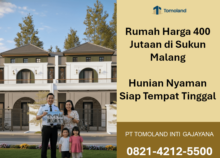 Cocok Untuk Pasutri Muda! Rumah Harga 400 Jutaan Siap Huni di Sukun Malang: Grand Avenue Tomoland