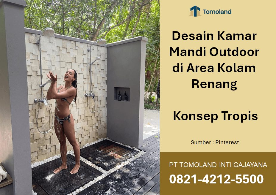 Desain Kamar Mandi Outdoor di Area Kolam Renang: Konsep Tropis