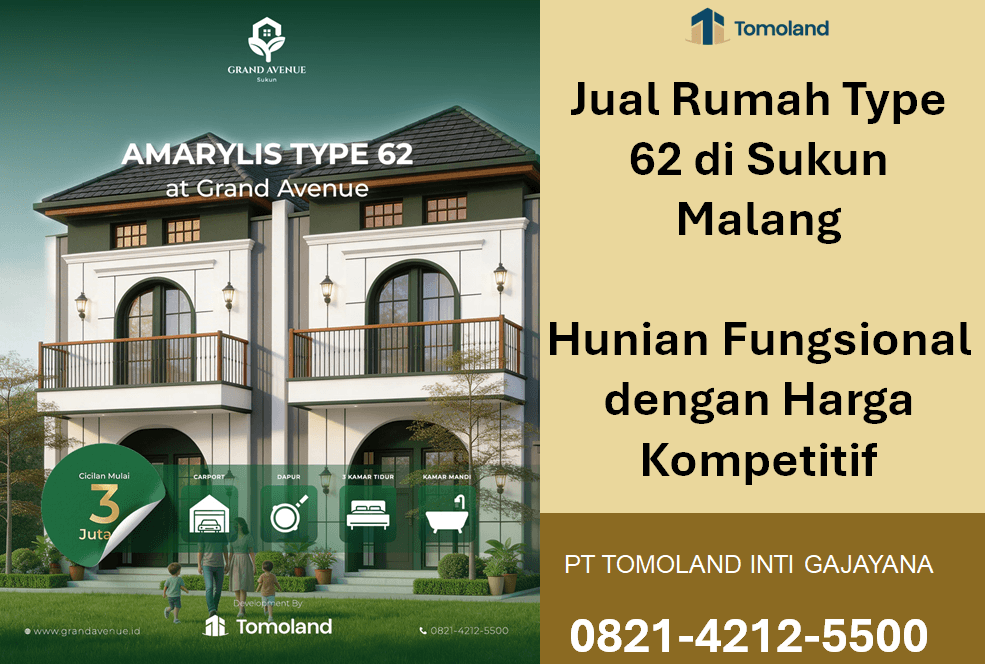 Jual Rumah Type 62 di Sukun Malang: Desain Ideal Harga Kompetitif