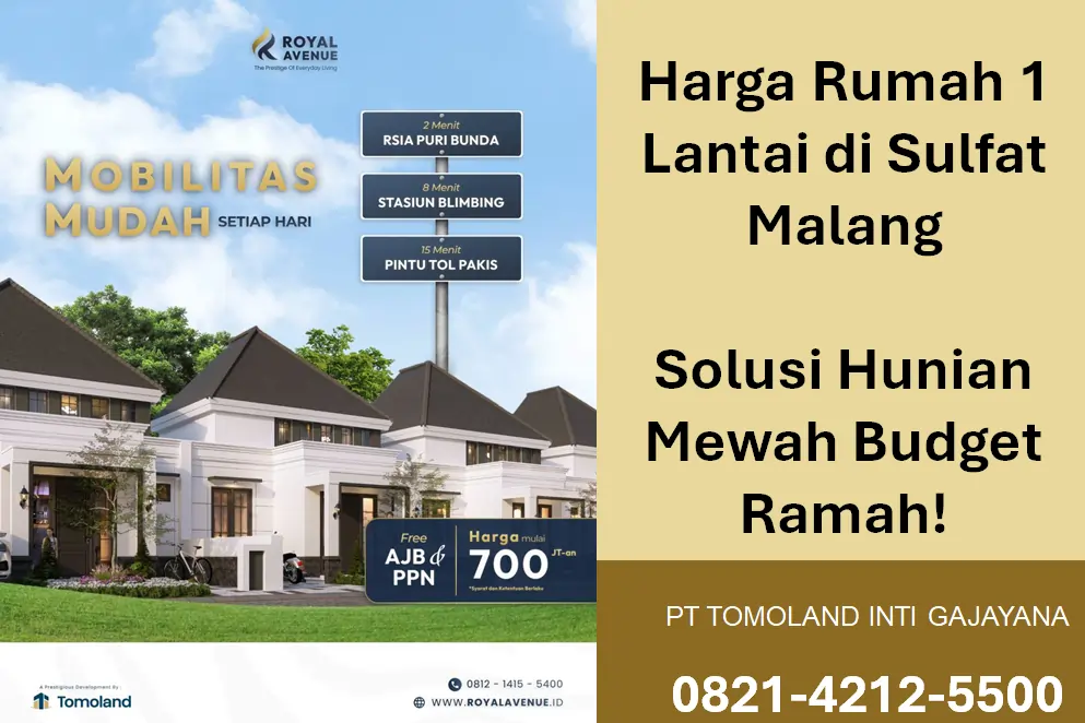 Harga Rumah 1 Lantai di Sulfat Malang Terbaru Beserta Faktor yang Mempengaruhinya