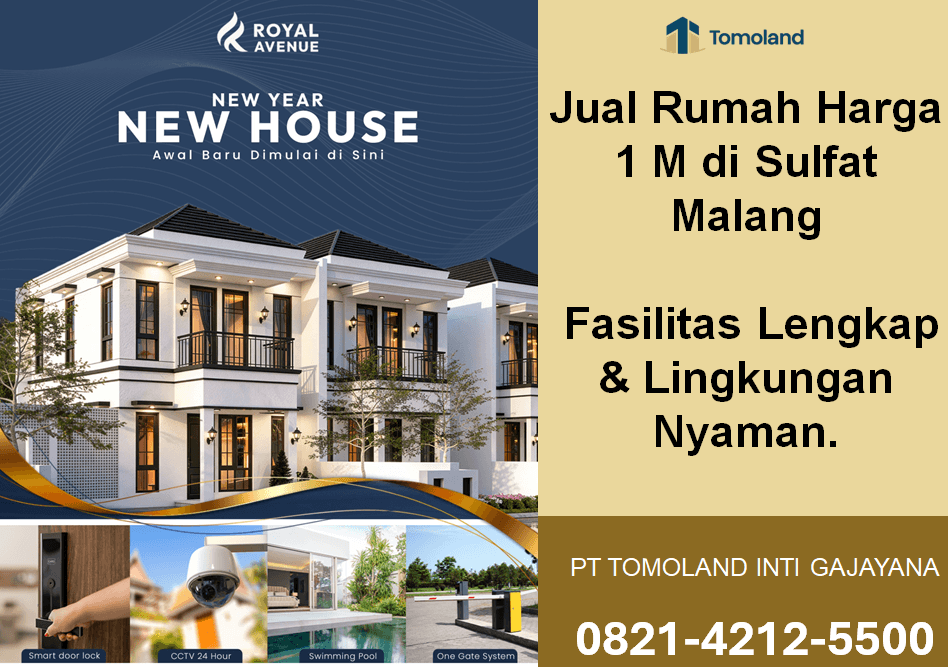 Jual Rumah Harga 1 M di Sulfat Malang, Hunian Strategis Dekat Fasilitas Kota | Royal Avenue by Tomoland