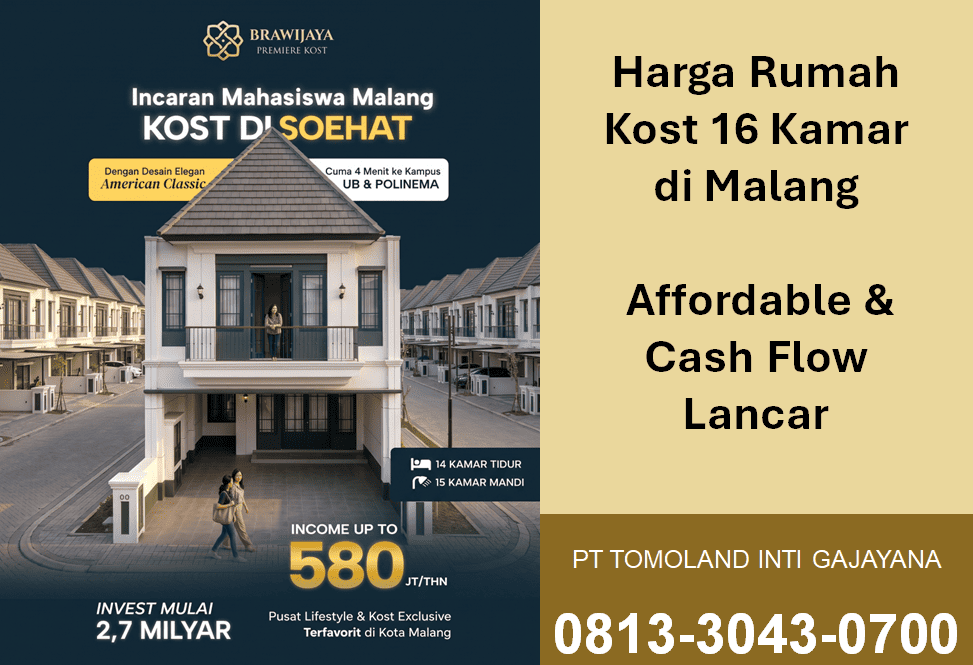 Harga Rumah Kost 16 Kamar di Malang, Cek Potensi Investasi dan Keuntungannya