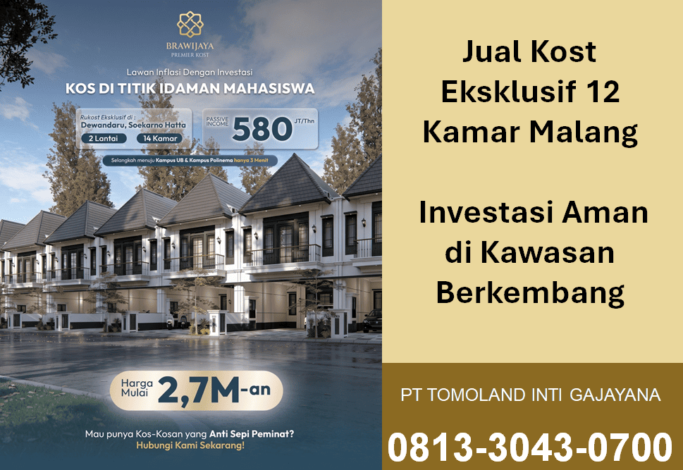 Jual Kost Eksklusif 12 Kamar di Malang, Investasi Premium Dekat Kampus UB